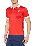 Geripptes Kontrasthalsband Sergio Tacchini Herren Club Tech Polo, Red/White, M