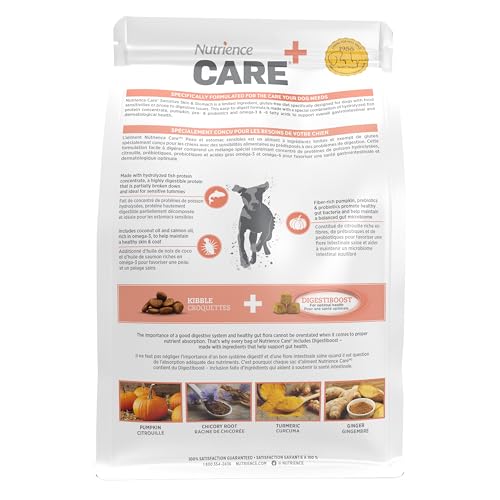 Nutrience Care Sensitive Skin & Stomach Hypoallergenic Adult Dog Food, 2.27 kg (5 lb), Salmon & Pumpkin, Grain & Gluten Free, Fresh Canadian Protein, Dry Dog Food, Nourriture Pour  image 1
