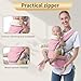 Tiger&Kitty Baby Sling Carrier,6-in-1 Ergonomic Backpack Front Newborn to Toddler Wrap,Lightweight Adjustable Baby Seat Carrier,Pink