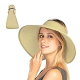 Sonnenhut mit breiter Krempe für Frauen: Der Sonnenhut mit breiter Krempe (13,98 Zoll) kann Sonnenlicht blockieren und bietet ausgezeichneten Sonnenschutz für Gesicht und Hals und verhindert die direkte Exposition der Haut gegenüber schädlichen ultravioletten Strahlen der Sonne.