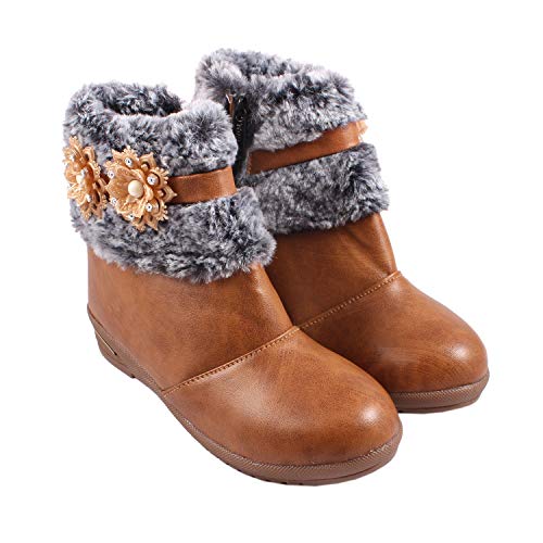 Image of Brown Long Shoes Booties for Baby Girls of 3 Years | 4 Years | 5 Years | 6 Years | 7 Years | 8 Years | 9 Years