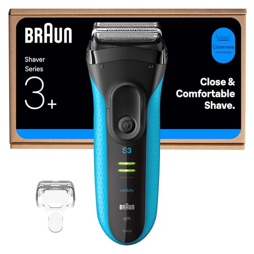 Braun Series 3 ProSkin Electric Shaver, Rechargeable and Cordless Wet & Dry Electric Razor for Men with Pop Up Precision Trimmer, 3040si, Black/Blue