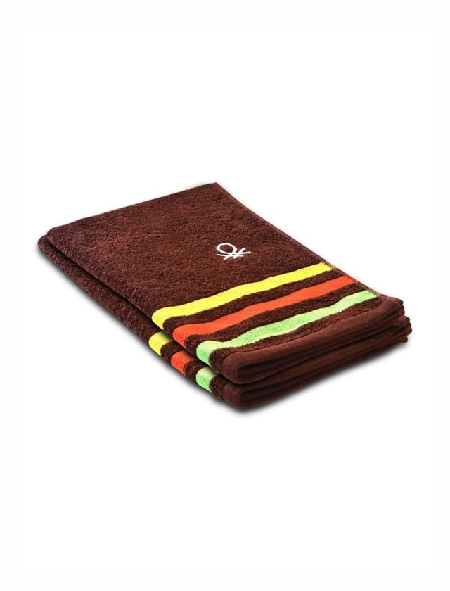 Image of United Colors of Benetton Rainbow Cotton Hand Towel | Set of 2 | 40x60 cm | Cappuccino