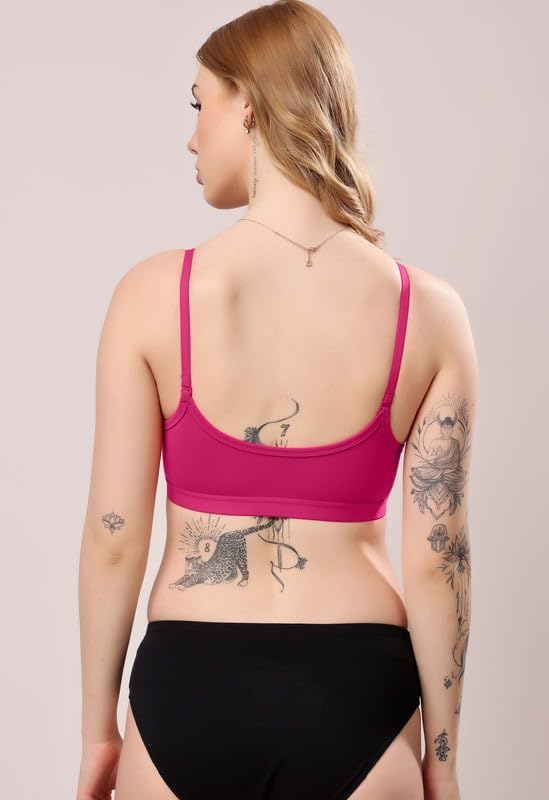 Image of London Hills Women's Cotton Sports Bra for Women Solid Bra Wireless & Non Padded Full Coverage Soft Hold Straps Super Combed Cotton Elastane Stretch Full Coverage Slip-On Active Bra