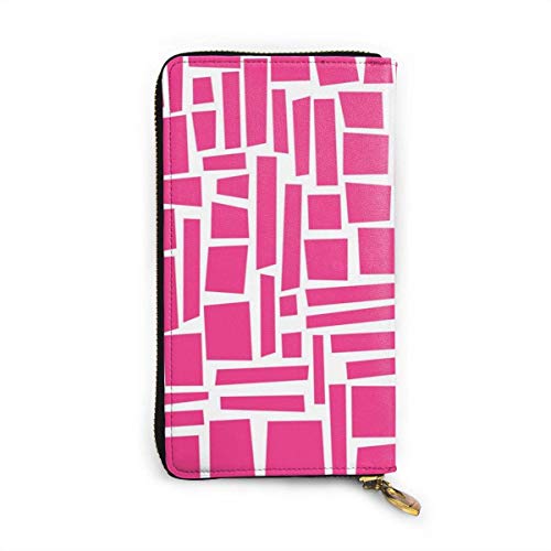 Preisvergleich Produktbild JHGFG Pfirsichrot Unregelmäßiges Quadrat Echtes Leder Geldbörse Lange Damen Geldbörse Handtasche Multi Kartenhalter Organizer Für Frauen Personalisiert