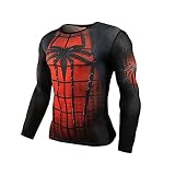 MYYLY Chemise Compression Spiderman pour Hommes Super-héros À Manches Longues Impression 3D Vêtements Sport Séchage Rapide Gym Tight Fitness Undershirt,Black-XS (150~160CM)