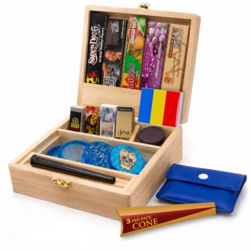 Large Rolling Supreme Wooden Box Gift Set Papers SX4 Filter Tips Natural RSL_5SX4_SET