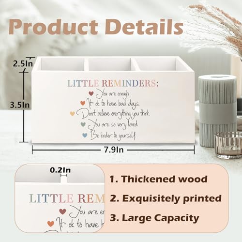 Image of Little Reminders Mental Health Wooden Pen Pencil Holder for Office Desk Accessories, Therapist Gifts, Mental Health Positive Affirmations Makeup Brush Toothbrush Holder Organizer