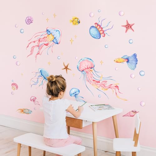 Vinilos Decorativos Medusas Acuarela para Pared miniatura 4