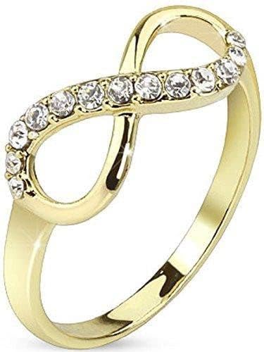 Body Accentz Pave Gemmed Infinite Ring. Brass with 14Kt Gold Plated Infinity Knot CZ Ring