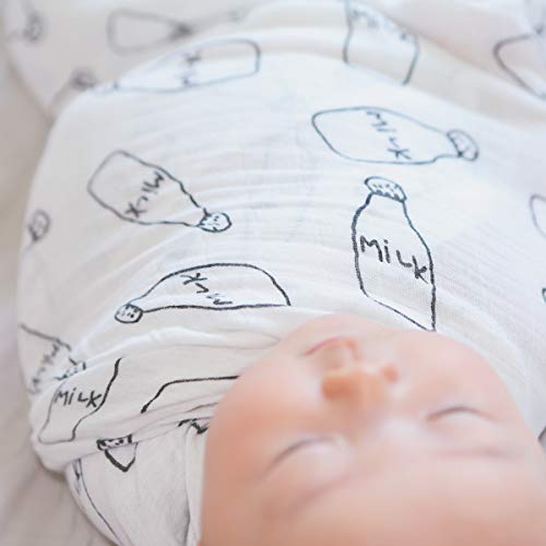 Newborn Baby Swaddle Blanket/Ultra Soft Bamboo Cotton Muslin Receiving Blankets/Perfect For Girl & Boy (Milk Bamboo Cotton) #TOP3