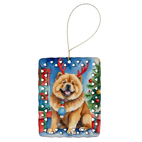 Caroline's Treasures Chow Chow Dogs Porcelain Hanging Christmas Ornament