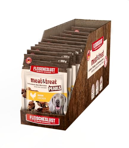 Meat&Treat Pearls Huhn (10x100g), Hundeleckerli getreidefrei, Hunde-Snack fürs Hundetraining, Ergänzungsfutter, Trockensnack von Fleischeslust