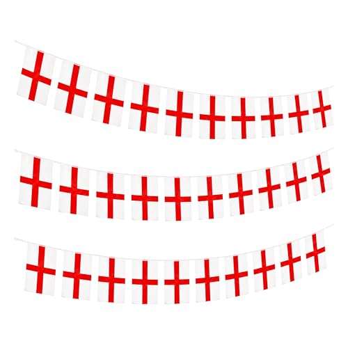 Wimpelkette St. Georges England Englisch Polyester Banner 30 Flaggen für Straßenparty Fußball Rugby Cricket Day WM Dekoration Unterstützung