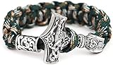 AMOZ Herren Thor's Hammer,A Geflochtenes Seil Armband, Handgefertigte Gewebte Vintage Rune Perlen Armreif, Keltischer Knoten Vi_Kin-G Amulett, Schmuck, Upgrade/C/23Cm