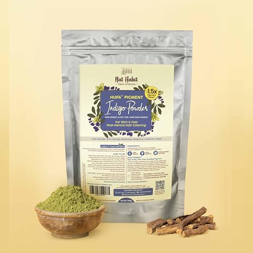Image of Nat Habit Ready-to-Apply Fresh Henna Paste and Indigo Powder Combo, Pre-Soaked in Black Tea and Herbs,100% Natural Rajasthani Henna & Indigo Powder For Natural Black Hair (440g + 500g)