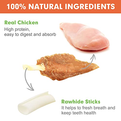 Mon2Sun Dog Rawhide Twist 4-4.5 Inch Chicken Wrapped Rawhide Sticks For Puppy And Small Dogs, Promotes Dental Health Chicken Wings (Chicken, 18.34 Ounce -Pack Of 1) #TOP1