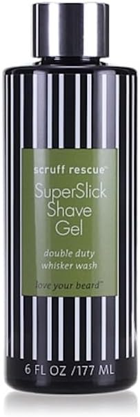 MGA Vegan Shave Gel for Men - Scruff Rescue Super Slick Shaving Gel for Men Sensitive Skin | Face Friendly pH Prevent Razor Bumps & Provides a Close, Smooth Shave with Less Skin Irritation - 6 fL OZ