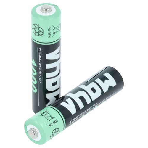 vhbw Batería Recargables AAA, 2 Unidades Compatible con Philips Avent SCD520, SCD525, SCD526   Batería Recargable, 1000 mAh, 1,2 V, NiMH