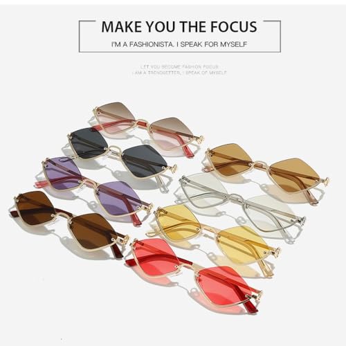 Fashion Rhombus Sunglasses Men Women Trending LensMetal Frame Party Casual Style Eyewear UV4004