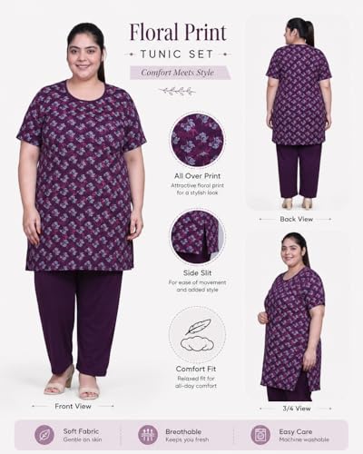 Image of In Love Women's All-Over Printed Cotton Plus Size Longline T-Shirt with Pockets