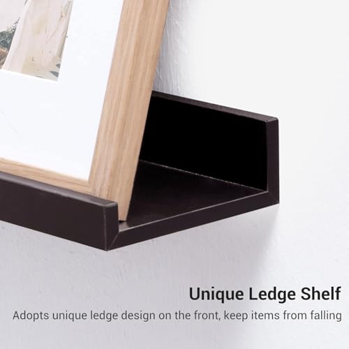 Image of Aries Wooden Floating Wall Shelf| Wall Rack Shelf | Wall Mount for Living Room, Bedroom, Kitchen (Ledge, Set of 2, Wenge Brown, XX-Large (24inches))