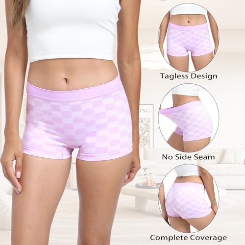 Image of R RUXIA Women's Boyshorts Underwear Seamless Boy Shorts Panties Soft Stretch Boxer Briefs 5 Packs(Regular & Plus Size)
