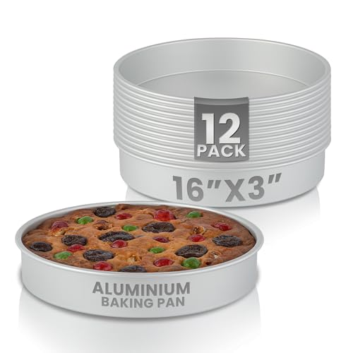 Met Lux - Moldes redondos para hornear de 16 x 3 pulgadas, 12 moldes redondos para hornear, congelables, de aluminio anodizado, a prueba de grasa, para hornear pasteles de cumpleaños Restaurantware