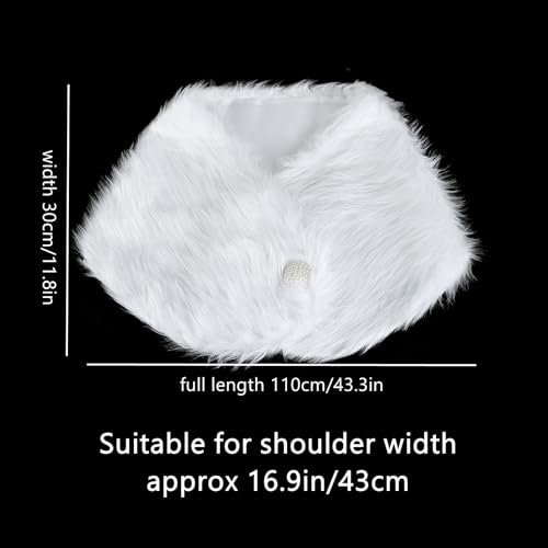 SIQITECHNO Womens Winter Faux Fur Shawl Wrap Cape Wedding Scarf Stoles Elegant Opera Shawl Evening Dress (XL, shoulder width 43cm)2
