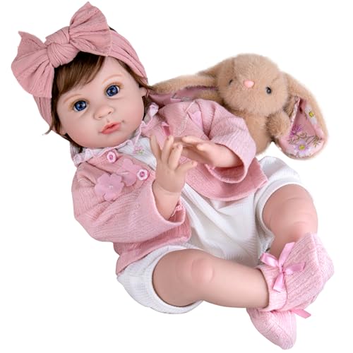 Aori Realistic Reborn Baby Dolls - 22 Inch Lifelike Baby Girl with Feeding Bottle & Pacifier, Weighted Cloth Body for True-to-Life Feel, Gift for Kids Ages 3+