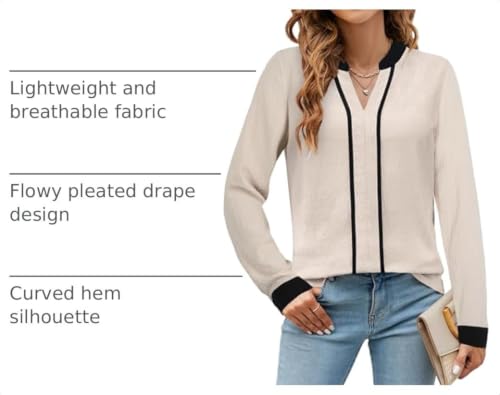 Image of Blooming Jelly Women's Long Sleeve Blouses Dressy Casual Business Work Tops