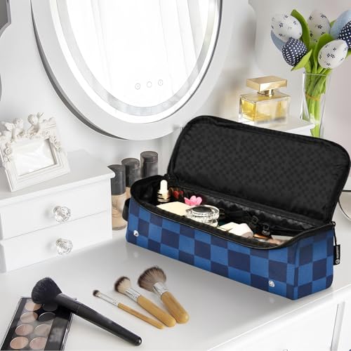 Bolsa de viaje para herramientas de cabello para mujeres y tapete resistente al calor, organizador portátil para herramientas de peinado calientes como planchas, rizadores, volumizadores, estilo degradado azul marino miniatura 7