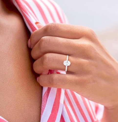 TIGRADE 1.5CT Bridal Ring Sets Oval Cut Cubic Zirconia Wedding Band Curved CZ Engagement Stackable Rings for Women Size 3-124