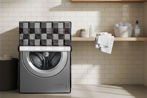 Image of Stylista Waterproof Front Load Washing Machine Cover Compatible for Haier 8 kg, Chekered Pattern Brown