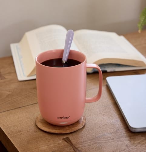 Image of Ember Temperature Control Smart Mug 2, 14 Oz, App-Controlled Heated Coffee Mug with 80 Min Battery Life and Improved Design, Grapefruit