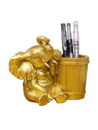 sleeri Cute Resin Elephant Pen Pencil Holder Desk Organizer - Desktop Pen Pencil Brush Holder Container Storage Organizer, Creative Elephant Home Decoration Desk Ornaments for School Office