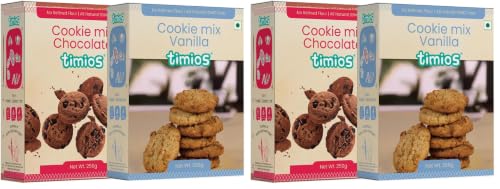 Image of Timios Multigrain Eggless Instant Vanilla & Chocolate Cookie Mix | No Maida | Sweetened with Jaggeery | Righ In Protein,Iron & Calcium | Pack of 4 | 250g Each