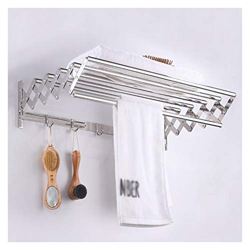 Tendedero extensible montado en la pared, diseño de acordeón plegable, solución de ahorro de espacio para interiores y exteriores para baño y balcón (tamaño: 70 cm)