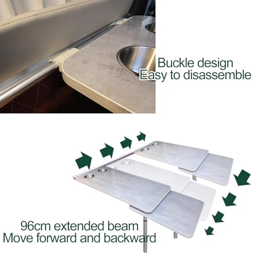 Table de camping-car pliable rotative et flottante murale - 6