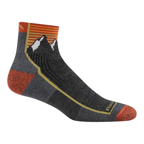 Darn Tough Vermont Hiker Men's Quarter Socks - Midweight Merino Wool Hiking Socks for Men - Mountain Gray, L