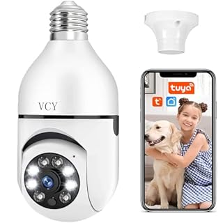 VCY 3MP Light Bulb Security Camera, WiFi 1080P Wireless Camera with 360 Degree View, Motion Detection Alarm, Night Vision, Two-Way-Talk for Indoor Home Security, E27 Socket