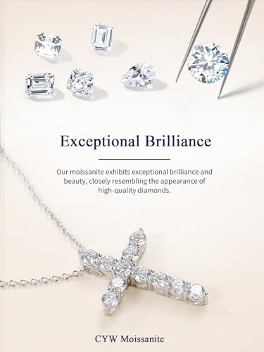 1.10/3.30 Carat Moissanite Sapphire Ruby Emerald Cross Pendant Necklace for Women Men, Solid 925 Sterling Silver Chain Pendant, Wedding Anniversary Christmas Jewelry2