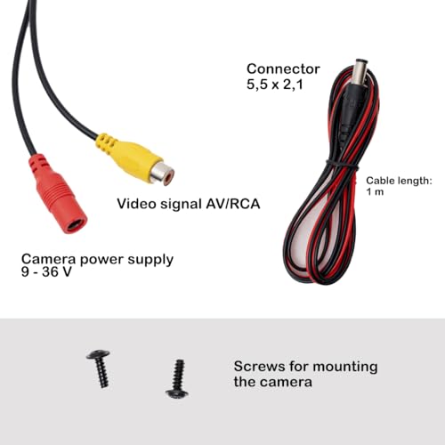 Image of Rear View Backup Camera - 170 Wide Angle, Night Vision, IP68 Waterproof, Super CCD, 800x480 Resolution, 9-36V Compatible, with 8 LED Lights for Cars, Trucks, and RVs
