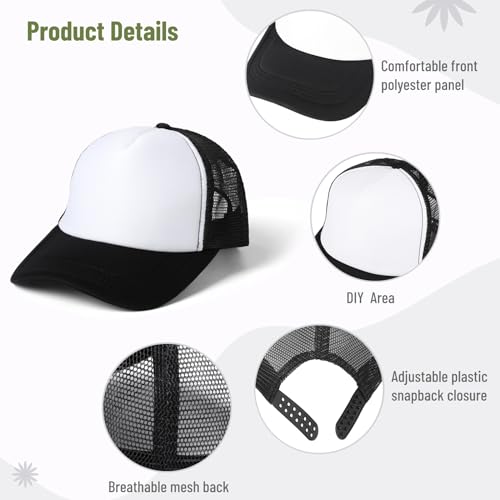 Image of 10 PCS Sublimation Blank Trucker Hats, Plain Baseball Caps with Adjustable Back Strap Unisex Mesh Caps for Men and Women DIY
