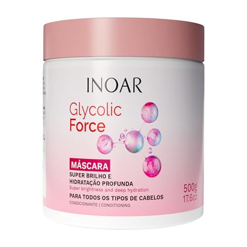 INOAR Glycolic Force Hair Mask for Deep Repair & Exfoliation, 17.64 Fl Oz