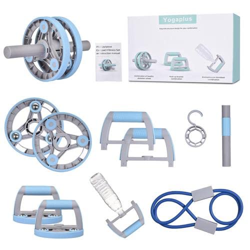 Herramienta de entrenamiento 3 en 1 Ab Roller para usar como mancuernas o barra de empuje, kit de ejercicio abdominal Core Abs Trainer para perder peso Fitness Work Out en casa, gimnasio Cover