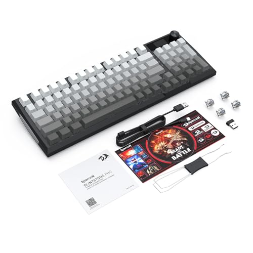 Image of Redragon Wireless Mechanical Keyboard, Gasket RGB Gaming Keyboard with Screen & Knob, Tri-Mode BT5.0 /2.4G /USB-C, 95 Keys Hot Swappable, Side Printed PBT Keycaps, Thick Pre-Lubed Linear Switch, K725SP