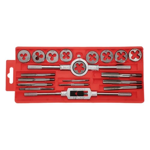 HARFINGTON Set di 20 strumenti metrici M3-M12 per filettare e filettare filettature, con manico e custodia per filettatura maschio e femmina