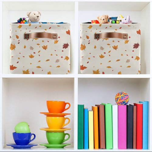 Image of Aslsiy Storage Basket Gnome and Pumpkins Autumn Nursery Bins Apricot Baby Box Canvas Clothes Shelf Basket Laundry Hampers 2 Pcs