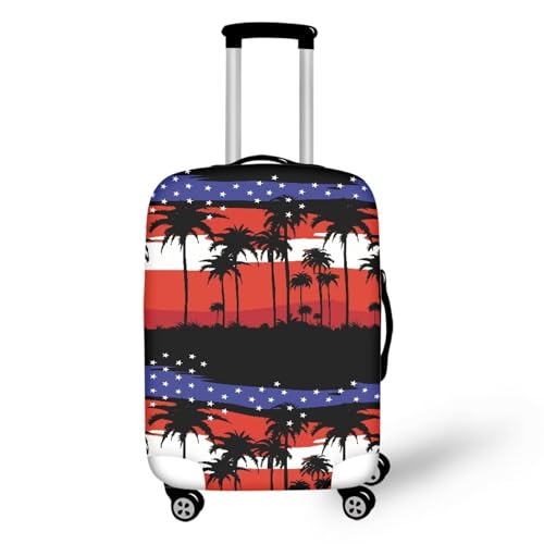 American Flag Carry On Luggage Cover with Zipper Palm Leaf Suitcase Covers For Luggage 21 Inch Luggage Protective Cover